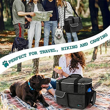 Dog Travel Bag | Airline Approved Tote Organizer with Multi-Function Pockets, Food Container Bag and Collapsible Bowl | Perfect Weekend Pet Travel Set for Dog, Cat
