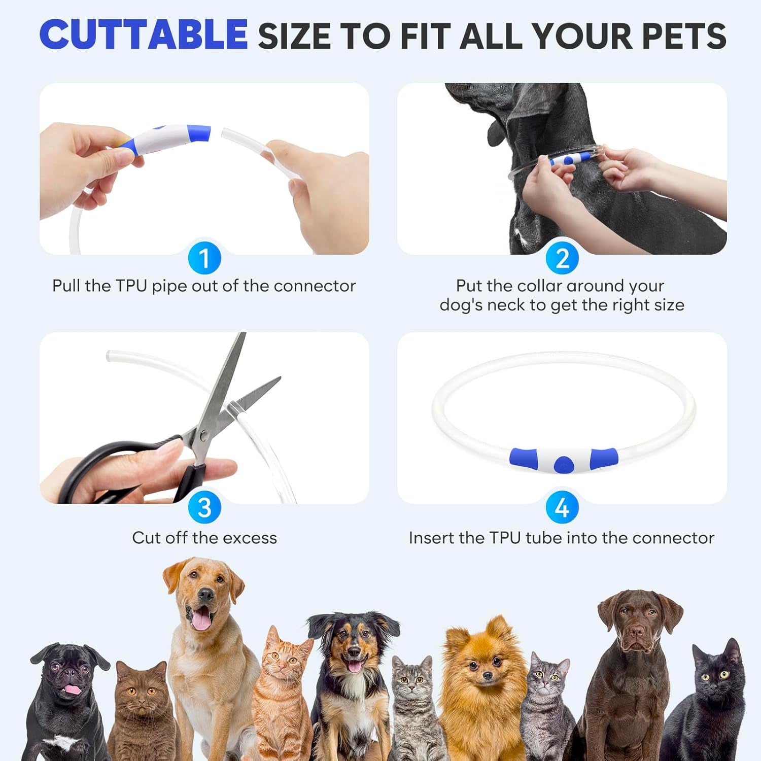 LED Dog Collar Waterproof Rechargeable - Bright TPU Light up Pet Collars, Reflective Adjustable Dog Glow Collar, Dog Safety Collar Light for Small Medium Large Dogs Night Walking&Camping