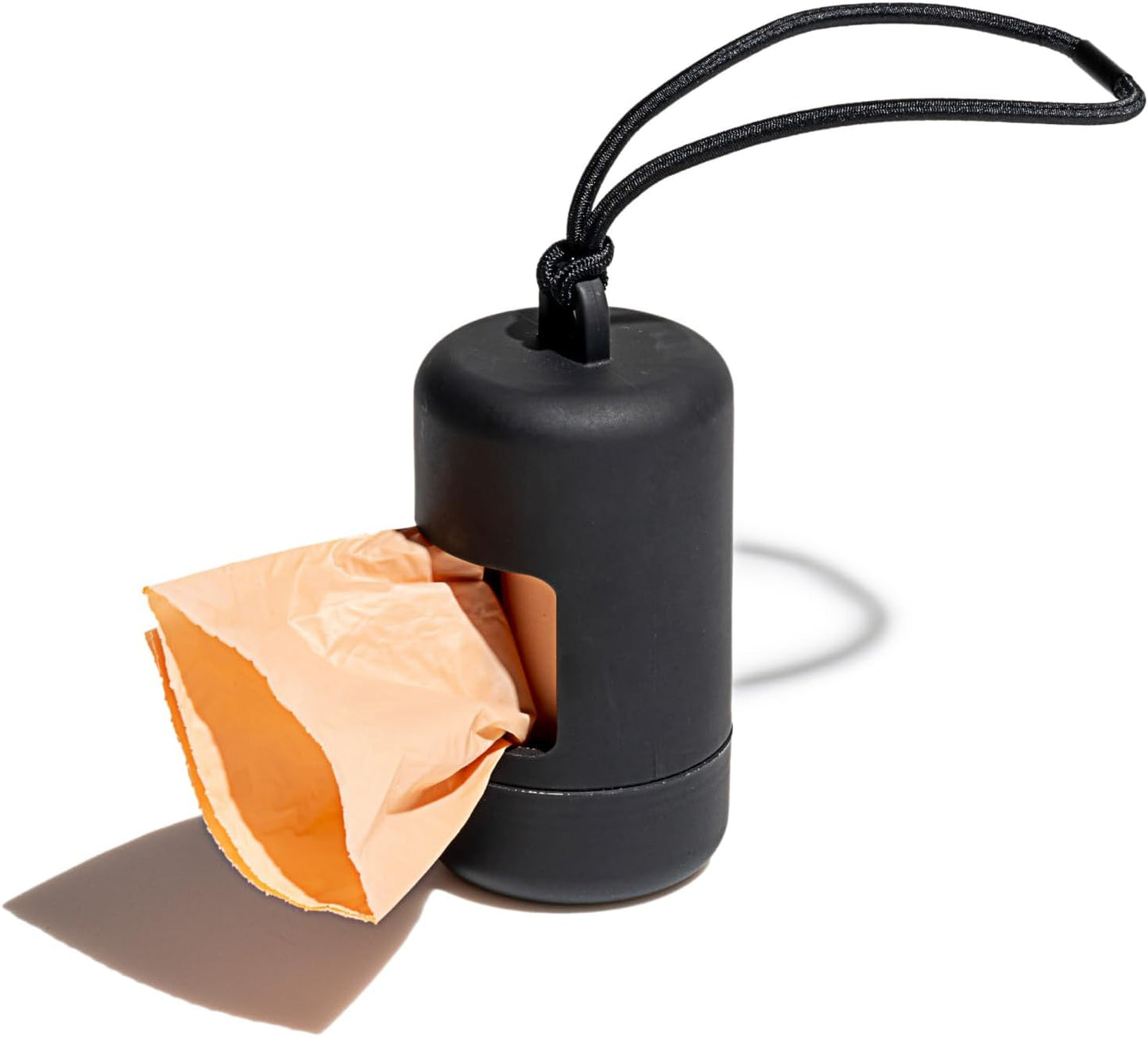 Poop Bag Holder and Dispenser for Dogs with Leash Attachment, Leak Proof, Easy Twist Top for Refills, Includes 1 Roll, Black