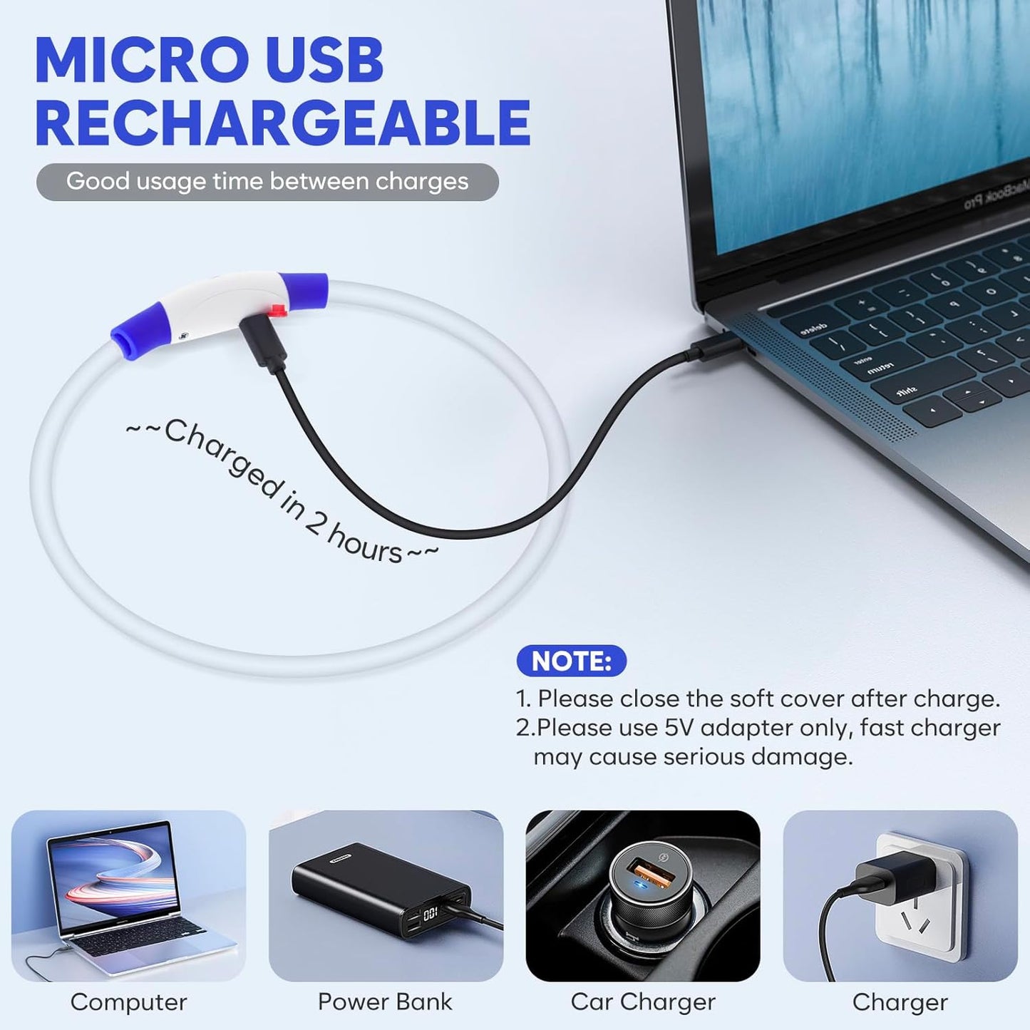 LED Dog Collar Waterproof Rechargeable - Bright TPU Light up Pet Collars, Reflective Adjustable Dog Glow Collar, Dog Safety Collar Light for Small Medium Large Dogs Night Walking&Camping