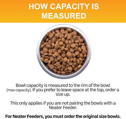 Stainless Steel Dog and Cat Bowls (2 Pack) Neater Feeder Cat Deluxe or Cat Express Extra Replacement Bowl (Metal Food and Water Dish) (1 Cup)