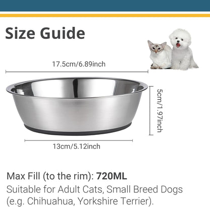 Lightweight Stainless Steel Cat Bowls - 3 Cup, 2 Pack