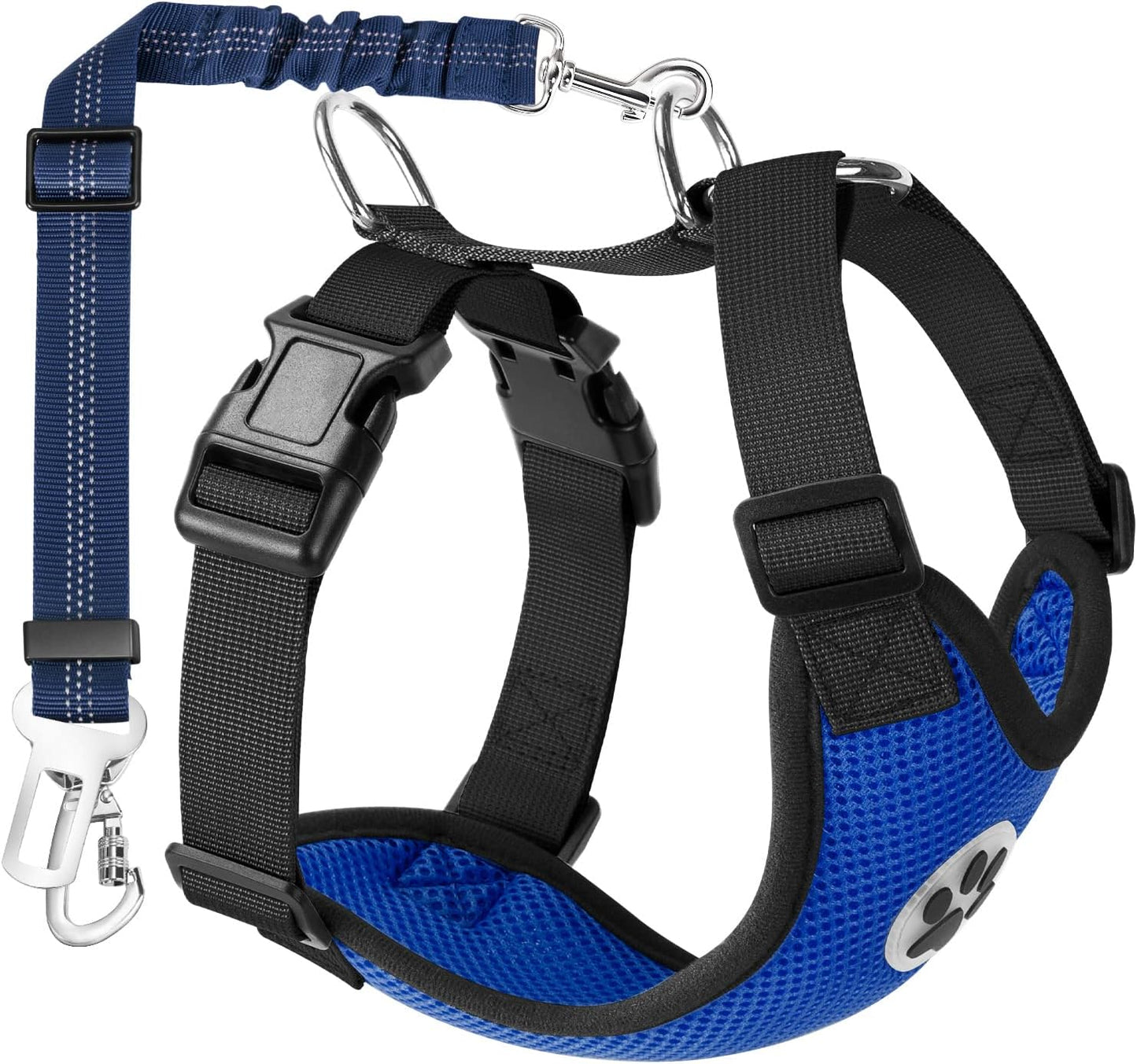 Dog Safety Vest Harness with Seatbelt, Dog Car Harness Seat Belt Adjustable Pet Harnesses Double Breathable Mesh Fabric with Car Vehicle Connector Strap for Dog