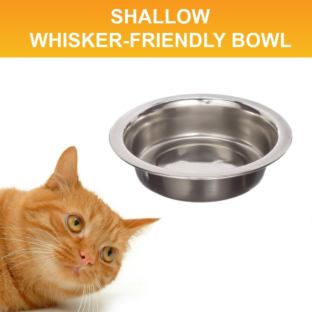 Stainless Steel Dog and Cat Bowls (2 Pack) Neater Feeder Cat Deluxe or Cat Express Extra Replacement Bowl (Metal Food and Water Dish) (1 Cup)