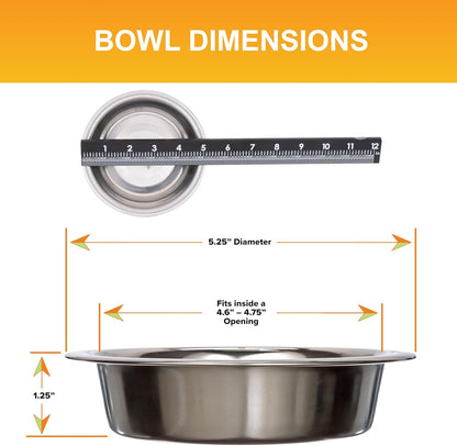 Stainless Steel Dog and Cat Bowls (2 Pack) Neater Feeder Cat Deluxe or Cat Express Extra Replacement Bowl (Metal Food and Water Dish) (1 Cup)